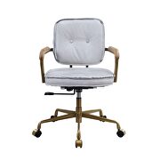 Vintage white top grain leather padded seat & back swivel office chair by Acme additional picture 2