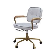 Vintage white top grain leather padded seat & back swivel office chair by Acme additional picture 3