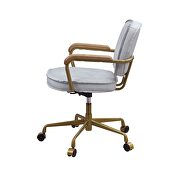 Vintage white top grain leather padded seat & back swivel office chair by Acme additional picture 4