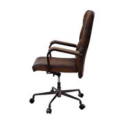 Brown leather top grain leather button tufted office chair by Acme additional picture 6