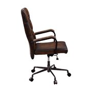 Brown leather top grain leather button tufted office chair by Acme additional picture 7