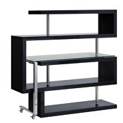 Clear glass top and black high gloss finish base swivel writing desk by Acme additional picture 2