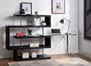 Clear glass top and black high gloss finish base swivel writing desk by Acme additional picture 5