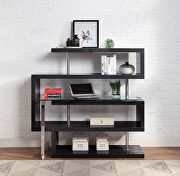 Clear glass top and black high gloss finish base swivel writing desk by Acme additional picture 6