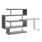 Clear glass top and gray high gloss finish base swivel writing desk by Acme additional picture 3