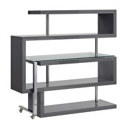 Clear glass top and gray high gloss finish base swivel writing desk by Acme additional picture 5