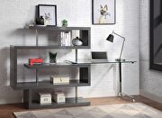 Clear glass top and gray high gloss finish base swivel writing desk by Acme additional picture 6