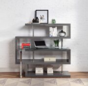 Clear glass top and gray high gloss finish base swivel writing desk by Acme additional picture 7