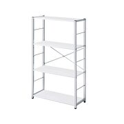 White top & chrome finish base rectangular bookshelf by Acme additional picture 2