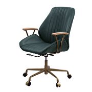 Dark green top grain leather executive pneumatic lift office chair by Acme additional picture 3