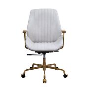 Vintage white top grain leather executive pneumatic lift office chair by Acme additional picture 2