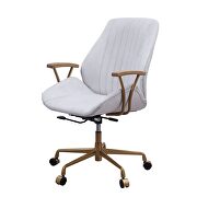 Vintage white top grain leather executive pneumatic lift office chair by Acme additional picture 3