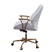 Vintage white top grain leather executive pneumatic lift office chair by Acme additional picture 4