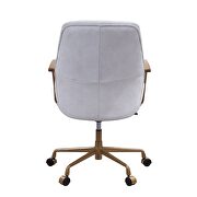 Vintage white top grain leather executive pneumatic lift office chair by Acme additional picture 5