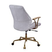 Vintage white top grain leather executive pneumatic lift office chair by Acme additional picture 6