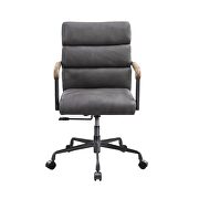 Gray finish top grain leather adjustable seat swivel office chair by Acme additional picture 2