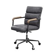 Gray finish top grain leather adjustable seat swivel office chair by Acme additional picture 3