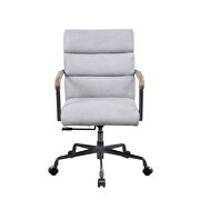 Vintage white top grain leather adjustable seat height swivel office chair by Acme additional picture 2