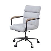 Vintage white top grain leather adjustable seat height swivel office chair by Acme additional picture 3