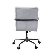 Vintage white top grain leather adjustable seat height swivel office chair by Acme additional picture 4