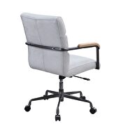 Vintage white top grain leather adjustable seat height swivel office chair by Acme additional picture 5