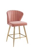Pink velvet uhpolstery and gold finish metal legs counter height chair by Acme additional picture 2