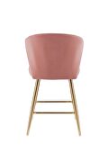 Pink velvet uhpolstery and gold finish metal legs counter height chair by Acme additional picture 3