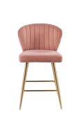 Pink velvet uhpolstery and gold finish metal legs counter height chair by Acme additional picture 4