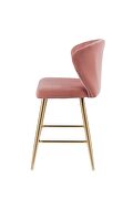 Pink velvet uhpolstery and gold finish metal legs counter height chair by Acme additional picture 5