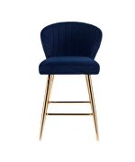 Blue velvet uhpolstery and gold finish metal legs counter height chair by Acme additional picture 4