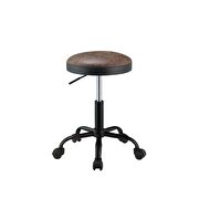 Vintage mocha pu & black adjustable stool with swivel by Acme additional picture 3