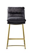 Vintage black top grain leather padded back & seat counter height chair by Acme additional picture 3