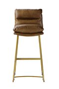 Saddle brown top grain leather padded back & seat counter height chair by Acme additional picture 3