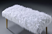 White faux fur & gold bench in glam style by Acme additional picture 2