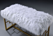 White faux fur & gold bench by Acme additional picture 2