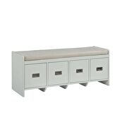 Beige fabric & white finish bench with storage by Acme additional picture 2