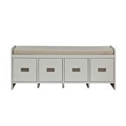 Beige fabric & white finish bench with storage by Acme additional picture 3