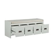 Beige fabric & white finish bench with storage by Acme additional picture 4