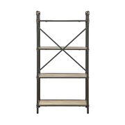 Antique oak finish & sandy gray metal bookshelf by Acme additional picture 5