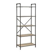 Antique oak finish & sandy gray metal bookshelf by Acme additional picture 2