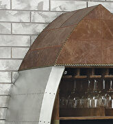 Retro brown top grain leather & aluminum wine cooler cabinet by Acme additional picture 3