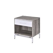 Weathered gray oak & white accent table by Acme additional picture 2