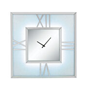 Mirrored & faux diamonds square shape wall clock w/ led by Acme additional picture 3