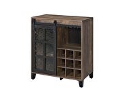 Rustic wooden frame paired with metal hardware wine cabinet additional photo 2 of 4