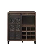 Rustic wooden frame paired with metal hardware wine cabinet additional photo 3 of 4