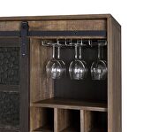 Rustic wooden frame paired with metal hardware wine cabinet by Acme additional picture 5