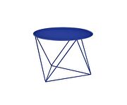 Blue finish geometric metal base accent table by Acme additional picture 3