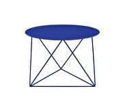 Blue finish geometric metal base accent table by Acme additional picture 4