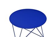 Blue finish geometric metal base accent table by Acme additional picture 5