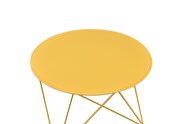 Yellow finish geometric metal base accent table by Acme additional picture 5